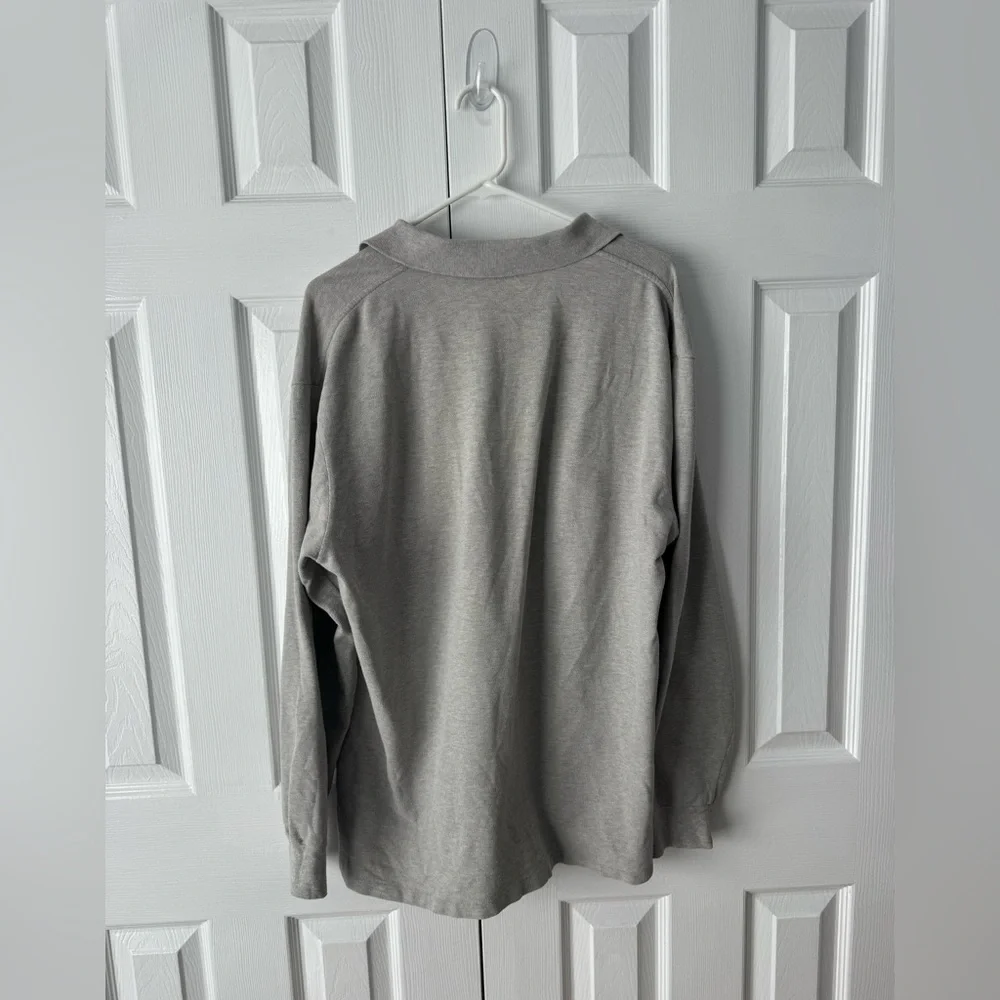 Polo Ralph Lauren Light Gray Cotton Long Sleeve Polo Shirt L